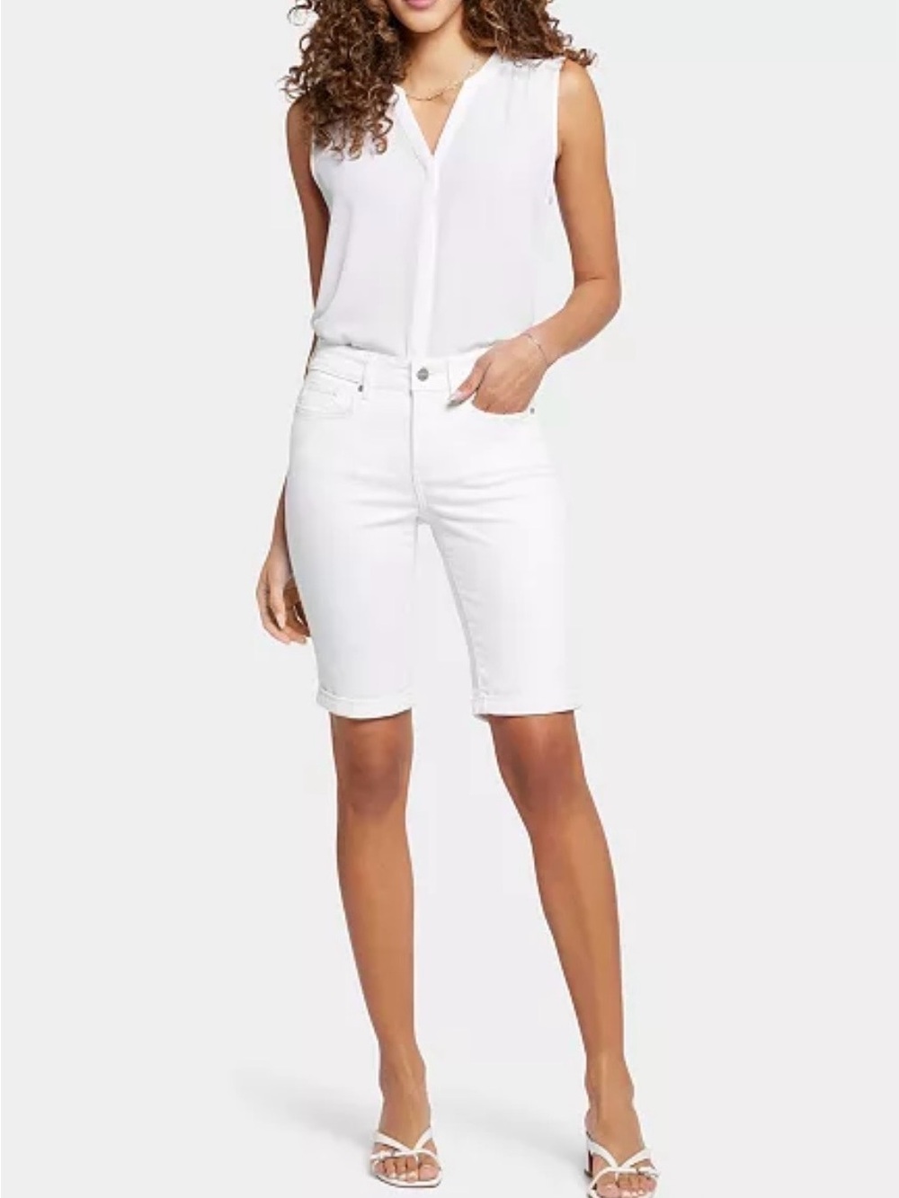 NEW NYDJ Not Your Daughter Jeans Bermuda shorts Briella roll cuff White Denim 10